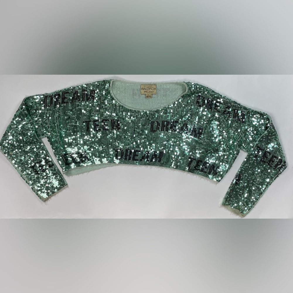 Wildfox White Label Teenage Dream Cropped Sequin Sweater
